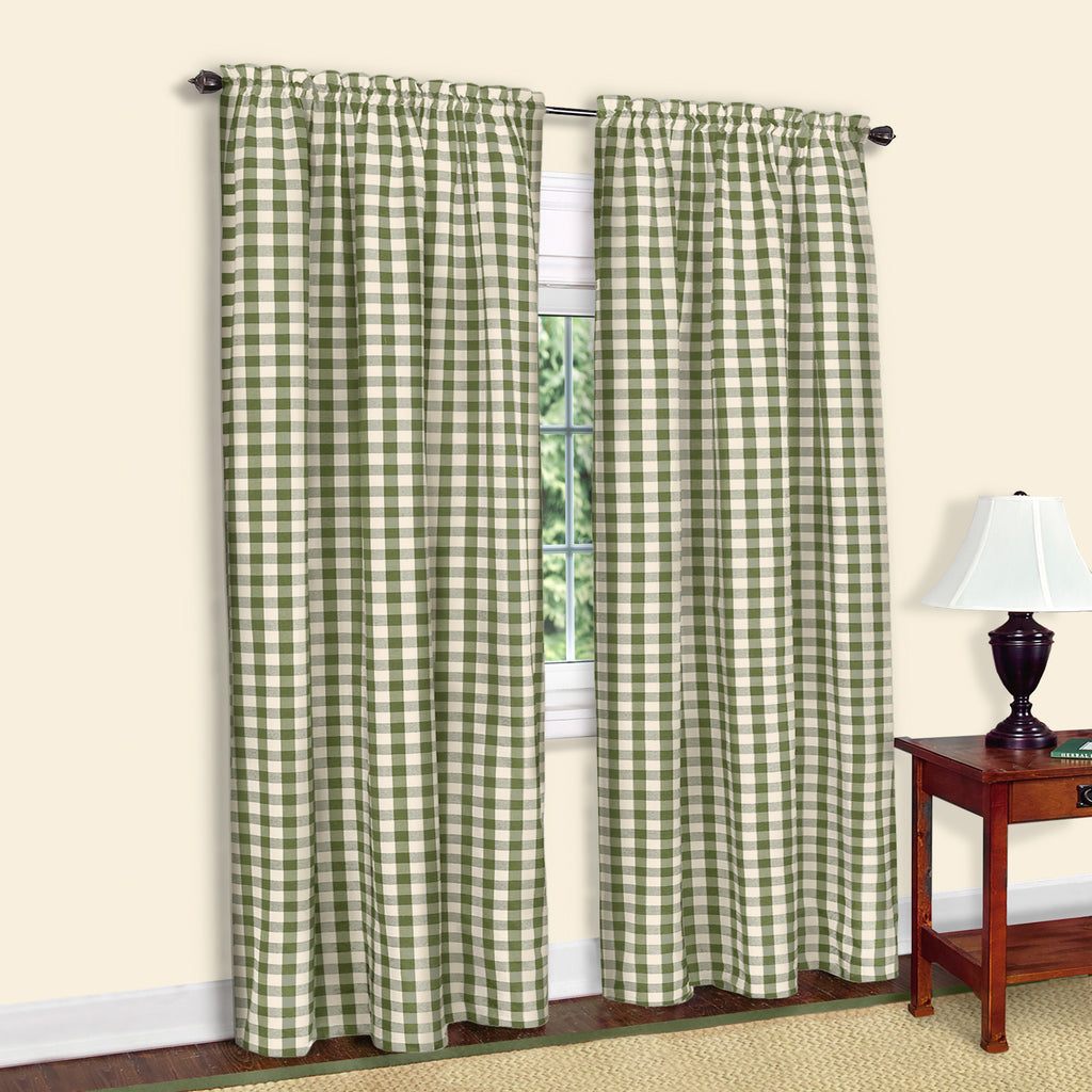 Buffalo Check Window Curtain Panel - 42x84 - Sage