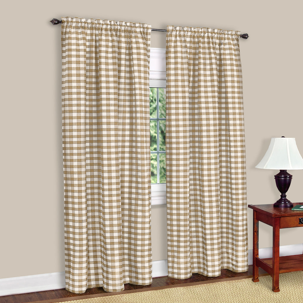 Buffalo Check Window Curtain Panel - 42x63 - Taupe