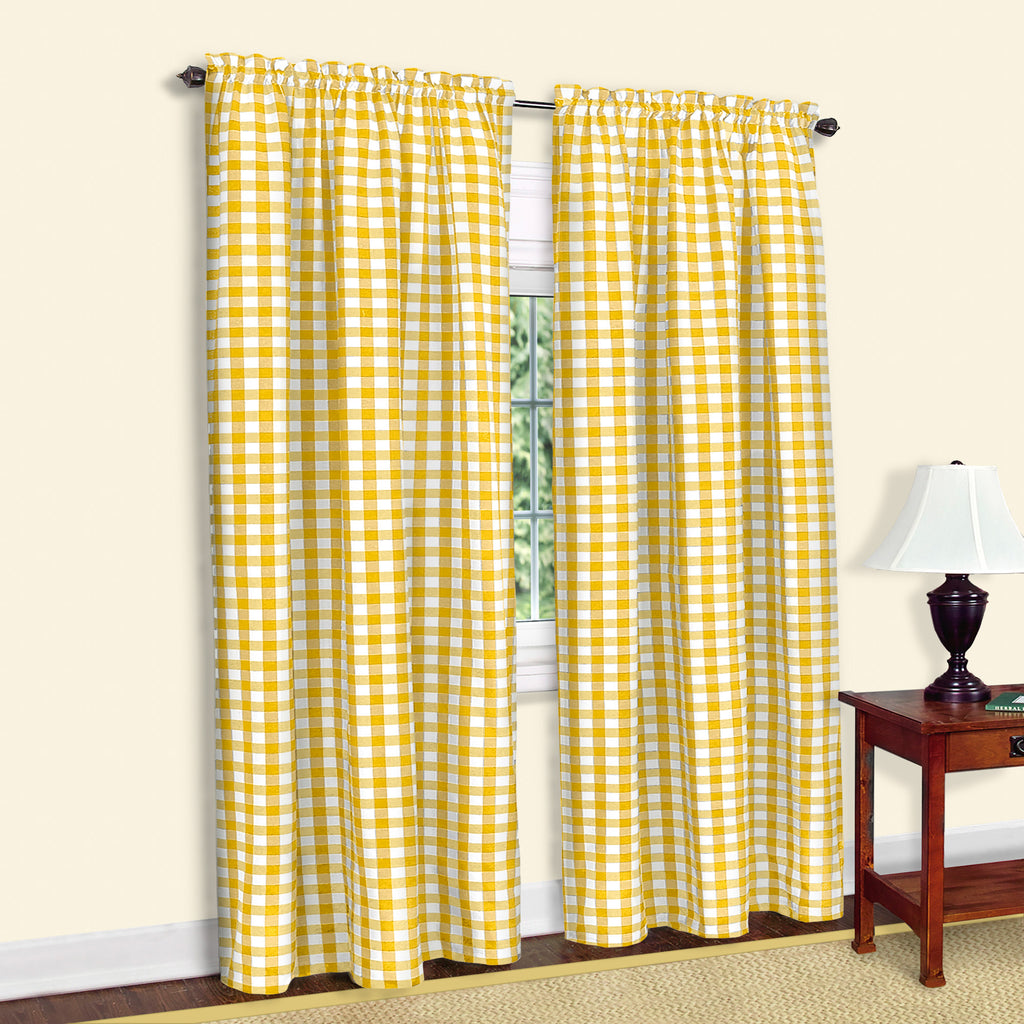 Buffalo Check Window Curtain Panel - 42x63 - Yellow