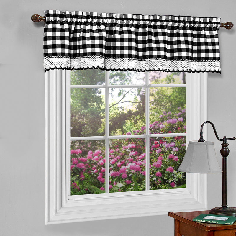 Buffalo Check Window Curtain Valance - 58x14 - Black