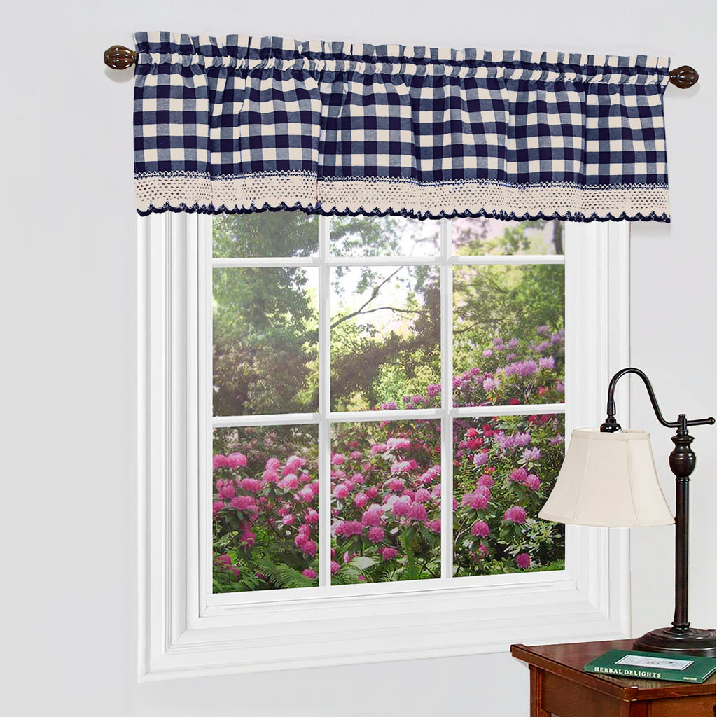 Buffalo Check Window Curtain Valance - 58x14 - Navy