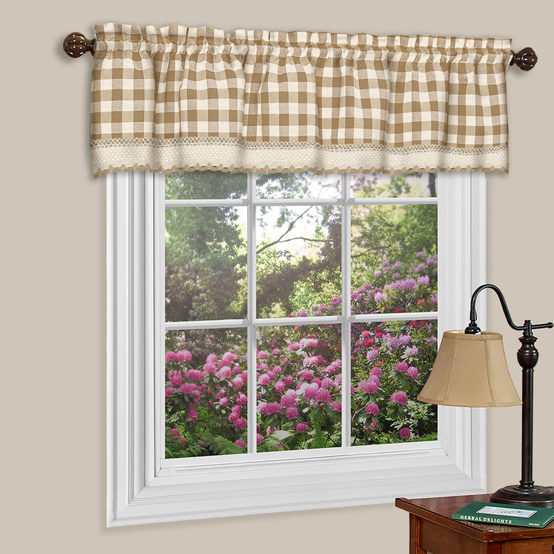 Buffalo Check Window Curtain Valance - 58x14 - Taupe