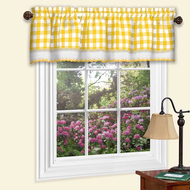 Buffalo Check Window Curtain Valance - 58x14 - Yellow