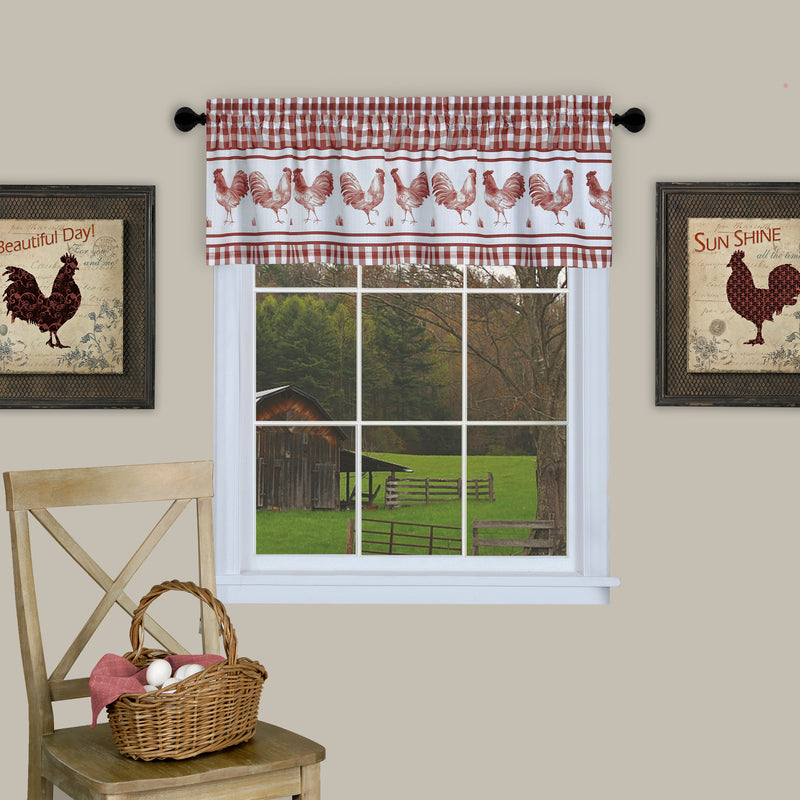 Barnyard Window Curtain Valance - 58x14 - Burgundy