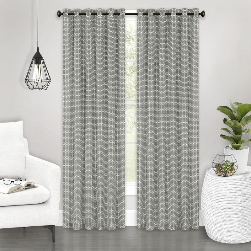 Bedford Front Tab Window Curtain Panel - 42x84 - Grey