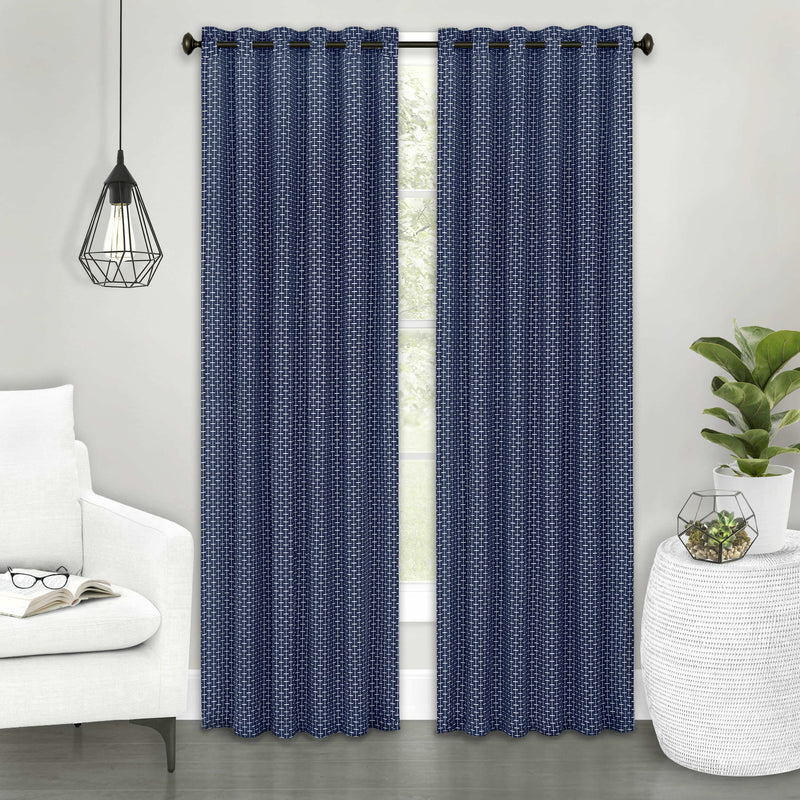 Bedford Front Tab Window Curtain Panel - 42x63 - Navy