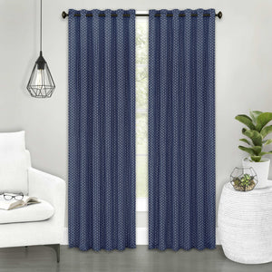 Bedford Front Tab Window Curtain Panel - 42x84 - Navy