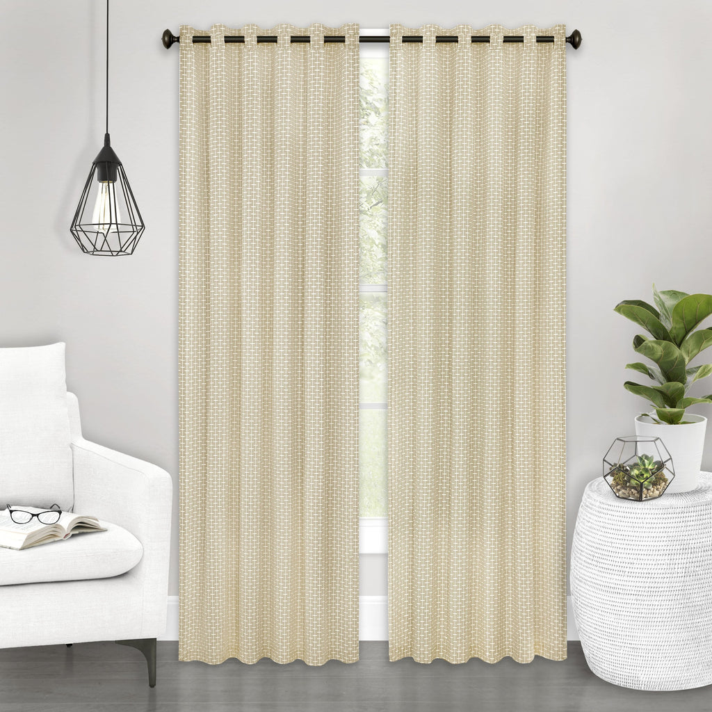 Bedford Front Tab Window Curtain Panel - 42x63 - Tan