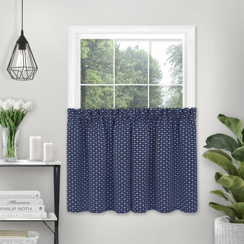 Bedford Window Curtain Tier Pair - 58x24 - Navy