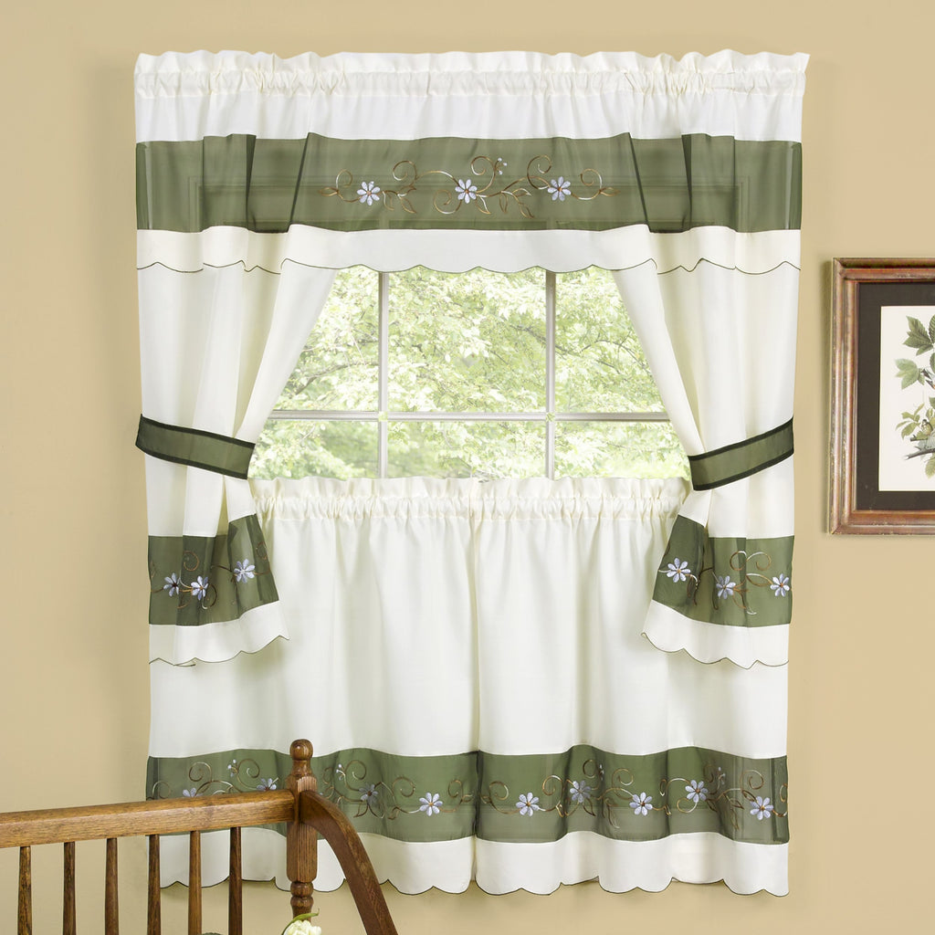 Berkshire Embellished Cottage Window Curtain Set - 58x36