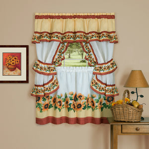 Black Eyed Susan Cottage Window Curtain Set - 57x24 - Spice