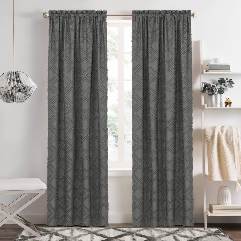 Blake Rod Pocket Window Curtain Panel - 42x63 - Charcoal