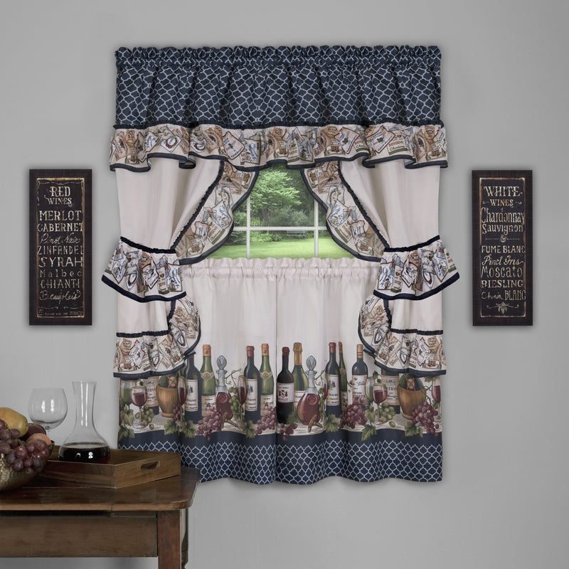 Chateau Cottage Window Curtain Set - 57x24 - Navy