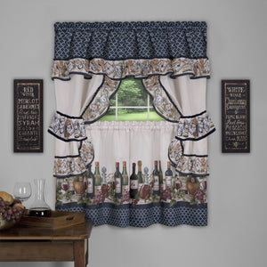 Chateau Cottage Window Curtain Set - 57x36 - Navy