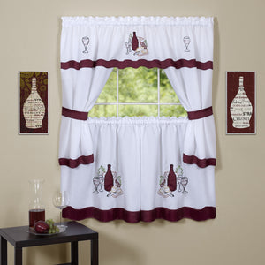 Cabernet Embellished Cottage Window Curtain Set - 58x36