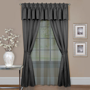 Claire 6 Pc Window Curtain Set - 55x63 - Charcoal