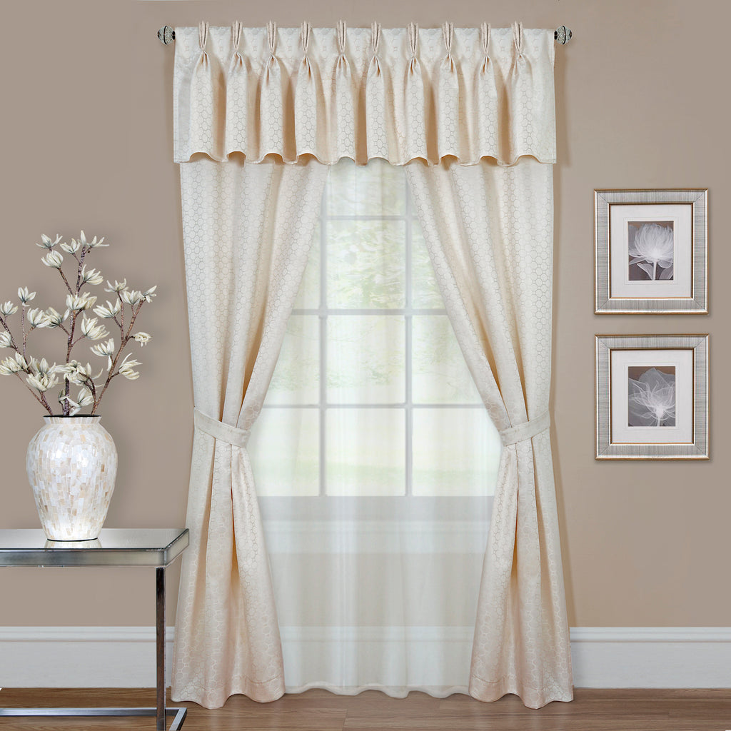 Claire 6 Pc Window Curtain Set - 55x63 - Ivory