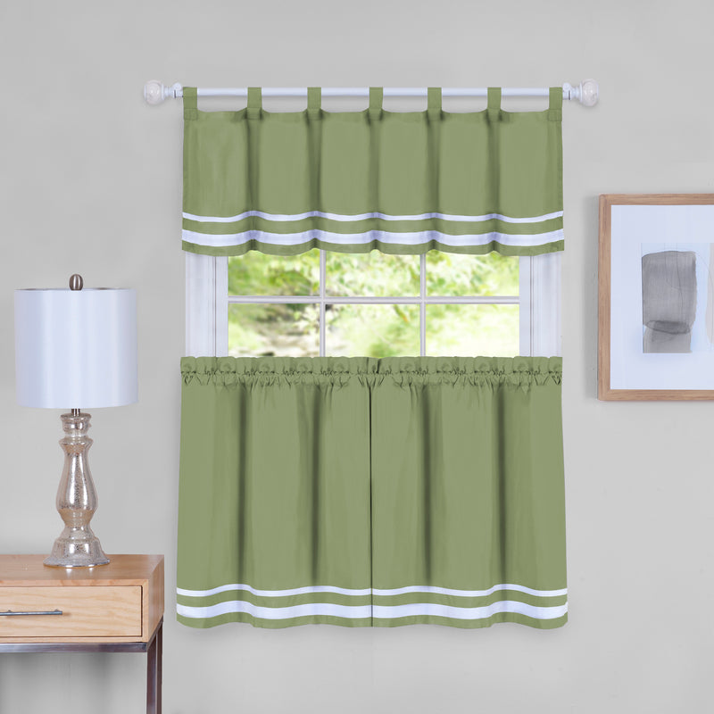 Dakota Window Curtain Tier Pair and Valance Set - 58x24 - Green