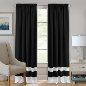 Darcy Rod Pocket Window Curtain Panel - 52x63 - Black/White