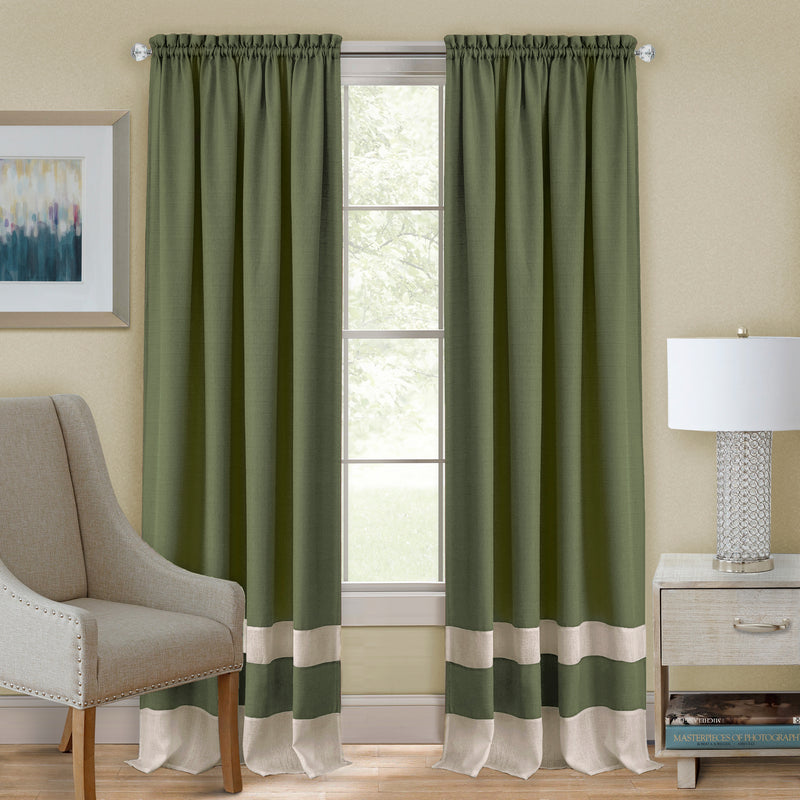 Darcy Rod Pocket Window Curtain Panel - 52x63 - Green/Camel