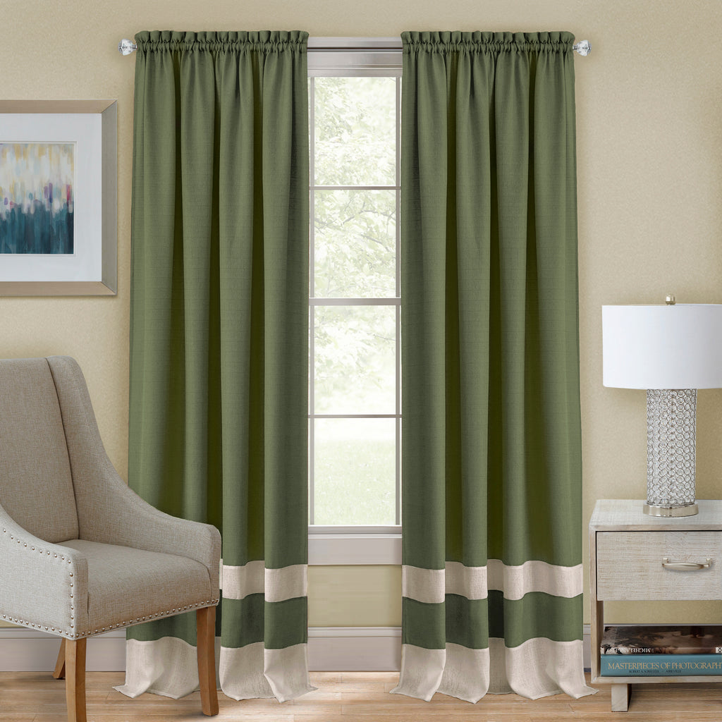 Darcy Rod Pocket Window Curtain Panel - 52x84 - Green/Camel