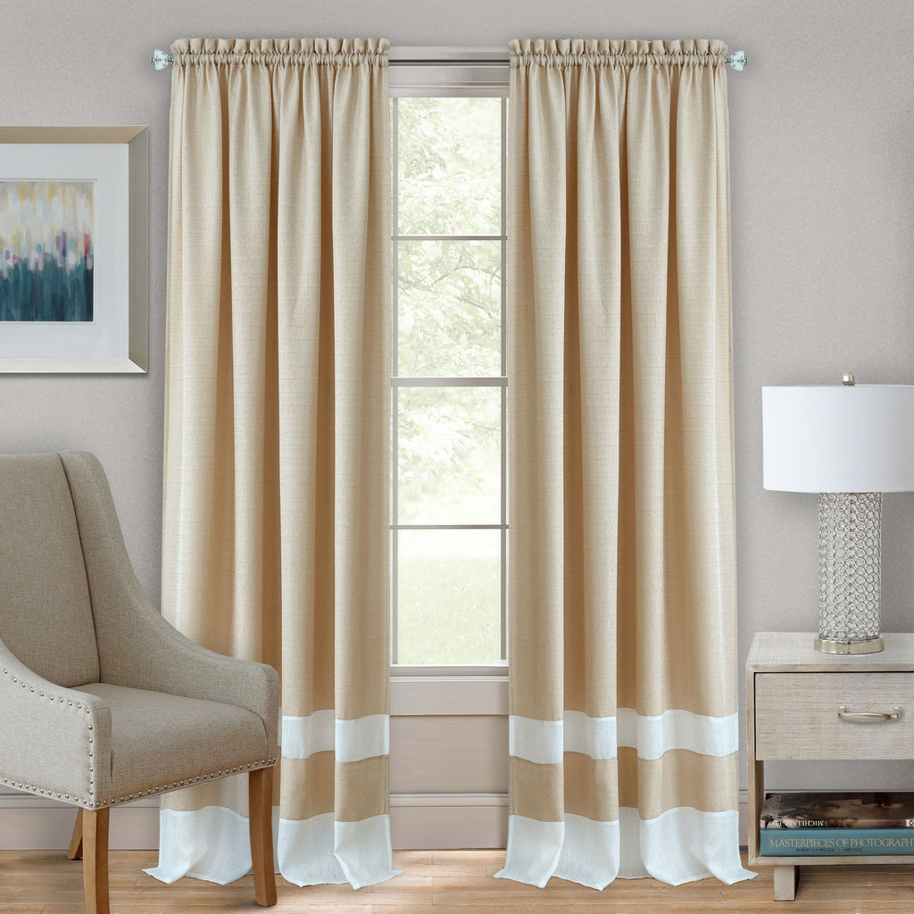 Darcy Rod Pocket Window Curtain Panel - 52x84 - Tan/White