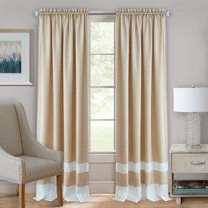 Darcy Rod Pocket Window Curtain Panel - 52x63 - Tan/White