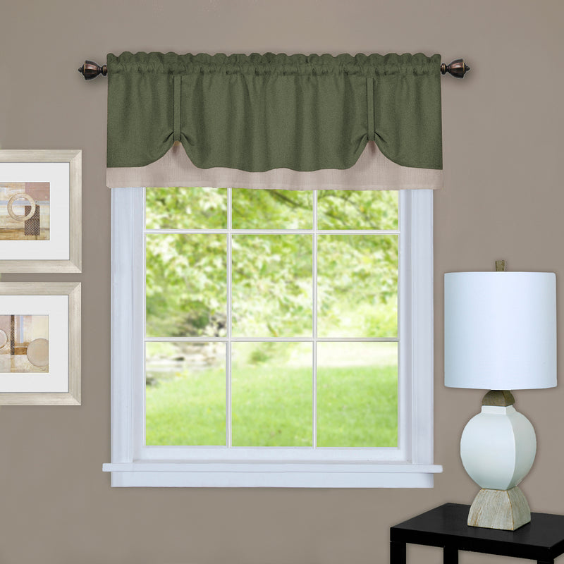 Darcy Window Curtain Valance - 58x14- Green/Camel