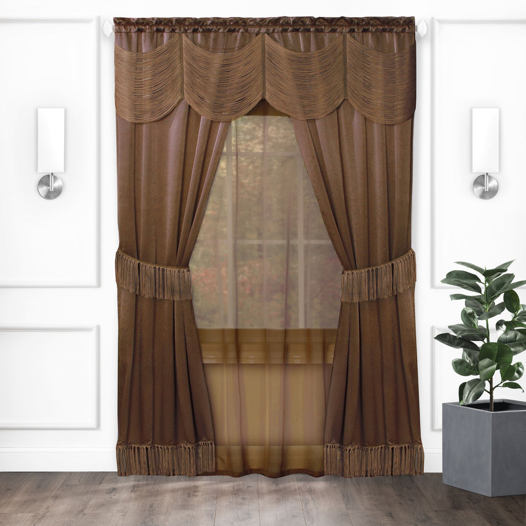 Halley 6 Piece Window Curtain Set - 56x84 - Chocolate