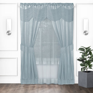 Halley 6 Piece Window Curtain Set - 56x84 - Ice Blue