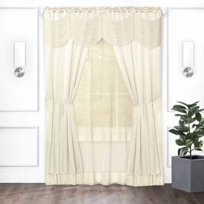 Halley 6 Piece Window Curtain Set - 56x84 - Ivory