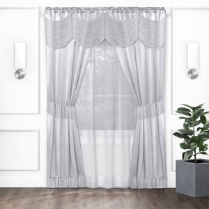 Halley 6 Piece Window Curtain Set - 56x84 - Silver