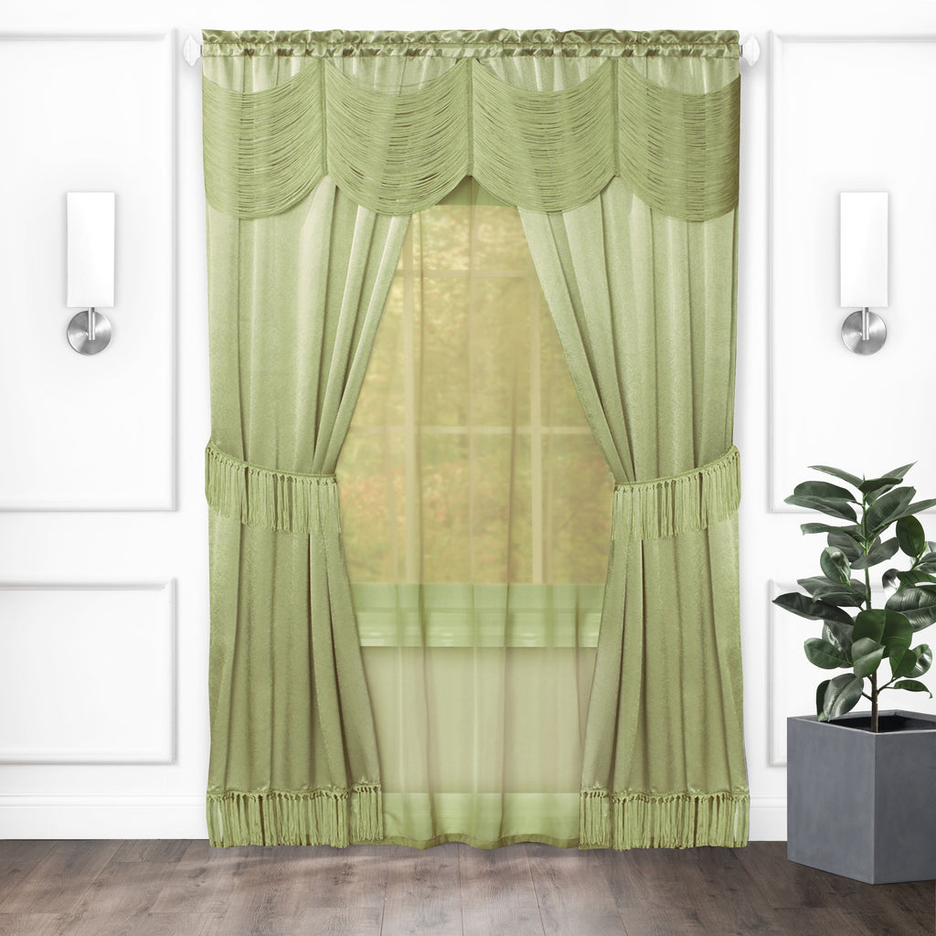 Halley 6 Piece Window Curtain Set - 56x63 - Sage