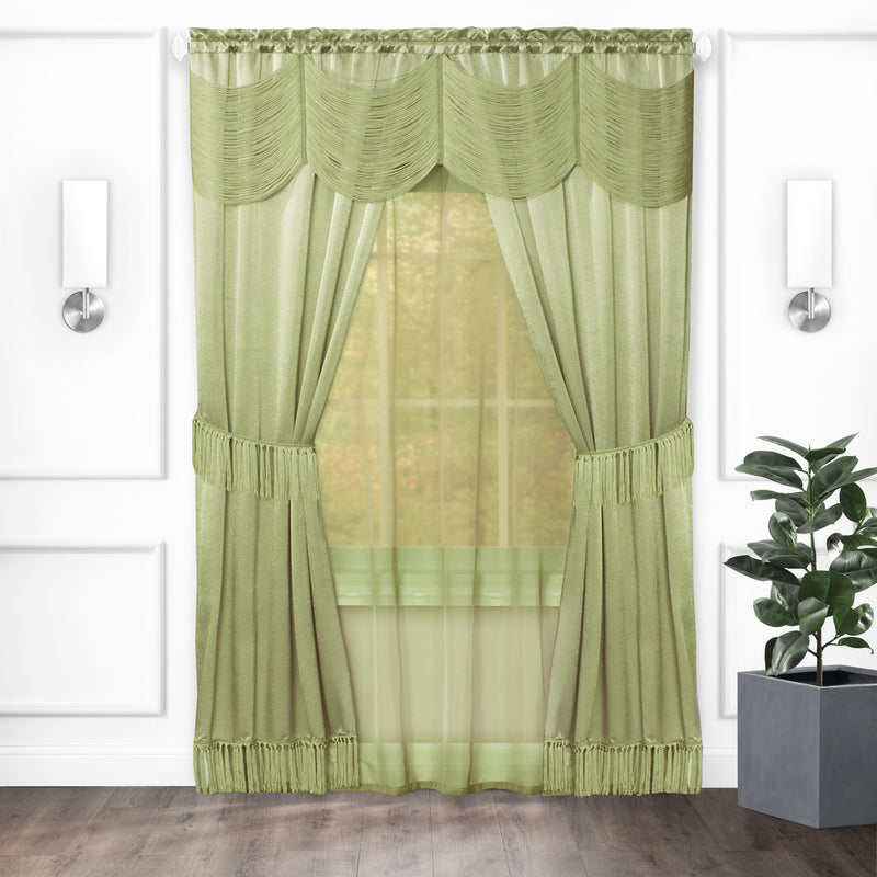 Halley 6 Piece Window Curtain Set - 56x84 - Sage