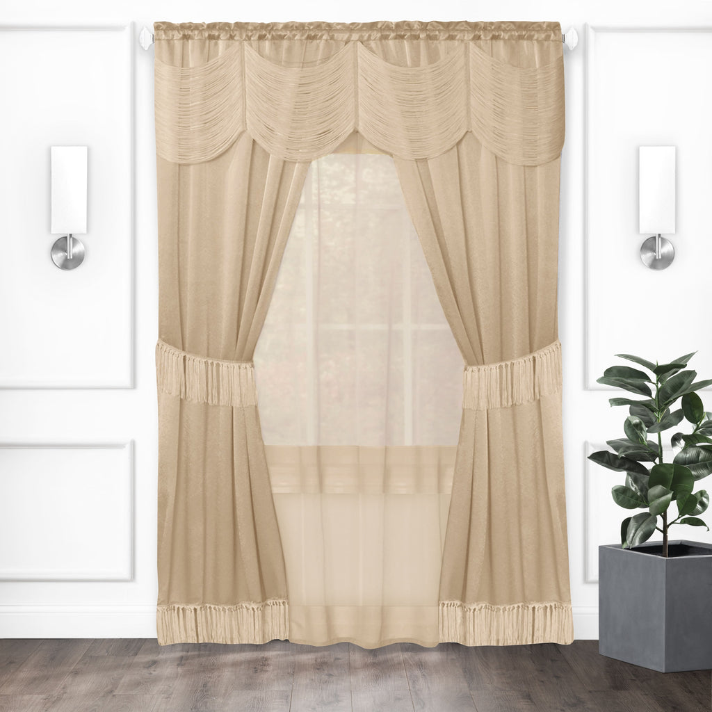 Halley 6 Piece Window Curtain Set - 56x84 - Taupe