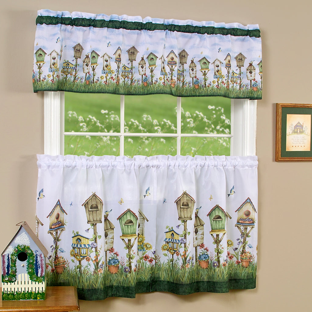 Home Sweet Home Tier and Valance Window Curtain Set - 58x36 - Multi