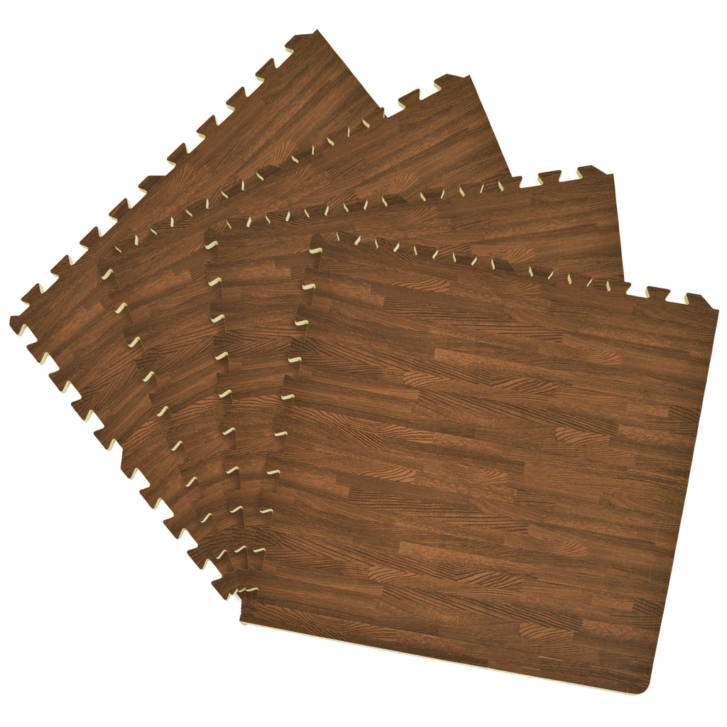 Interlocking Foam 24x24 Anti Fatigue Floor Tiles 4 tiles/16 Sq. Ft. - Walnut