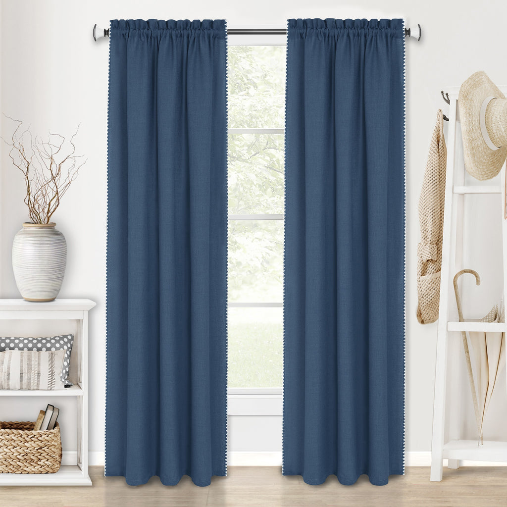 Kendal Rod Pocket Window Curtain Panel - 52x63 - Blue/White