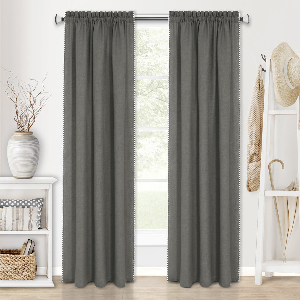 Kendal Rod Pocket Window Curtain Panel - 52x84 - Grey/White