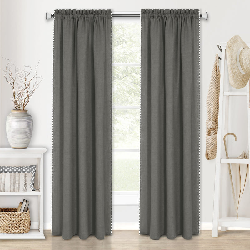 Kendal Rod Pocket Window Curtain Panel - 52x63 - Grey/White