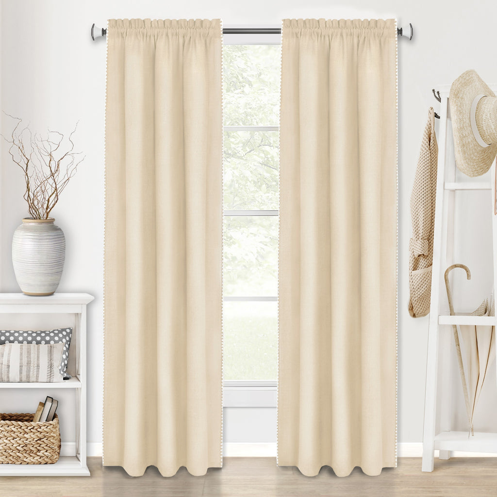 Kendal Rod Pocket Window Curtain Panel - 52x63 - Tan/White