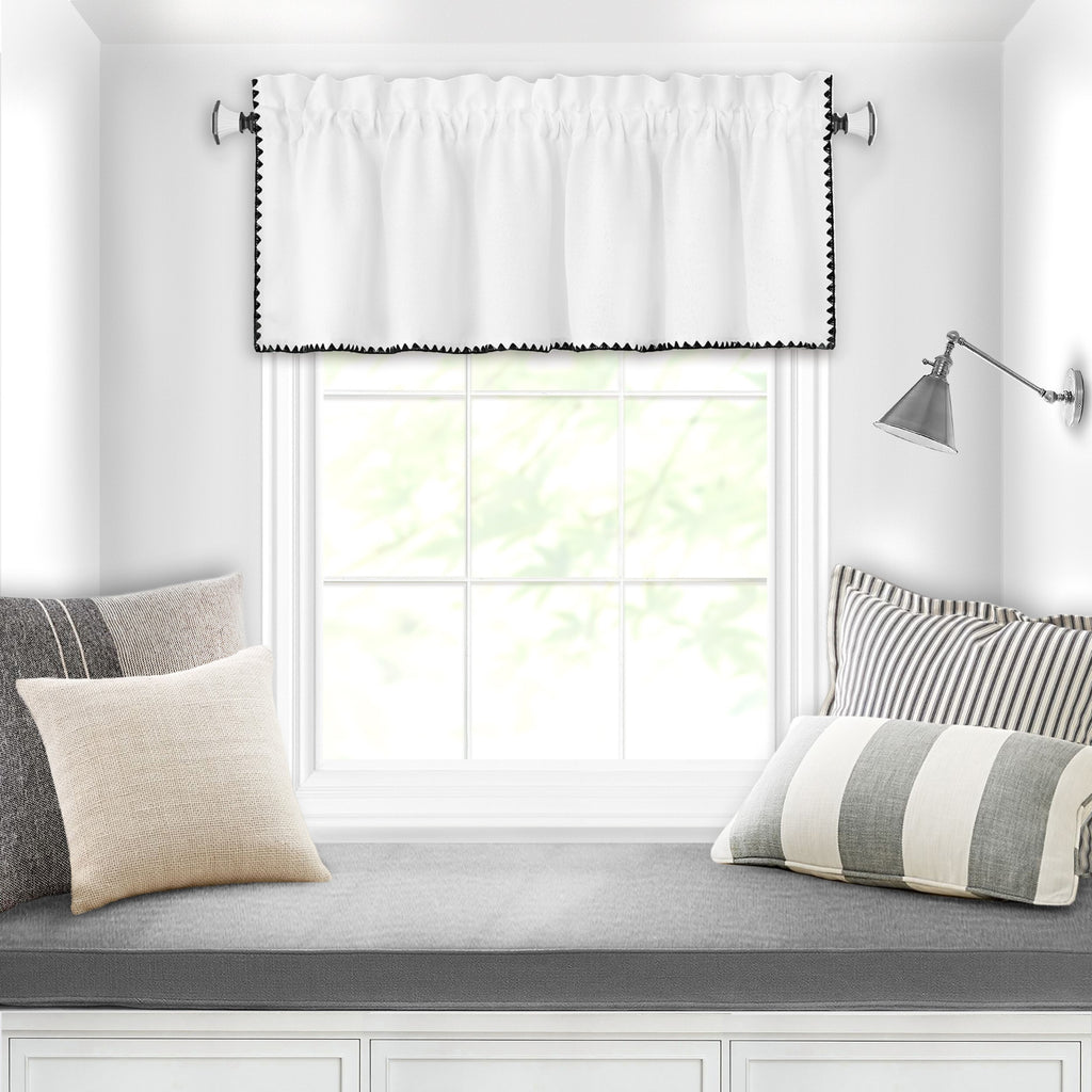 Kendal Window Curtain Valance - 58x14 - White/Black