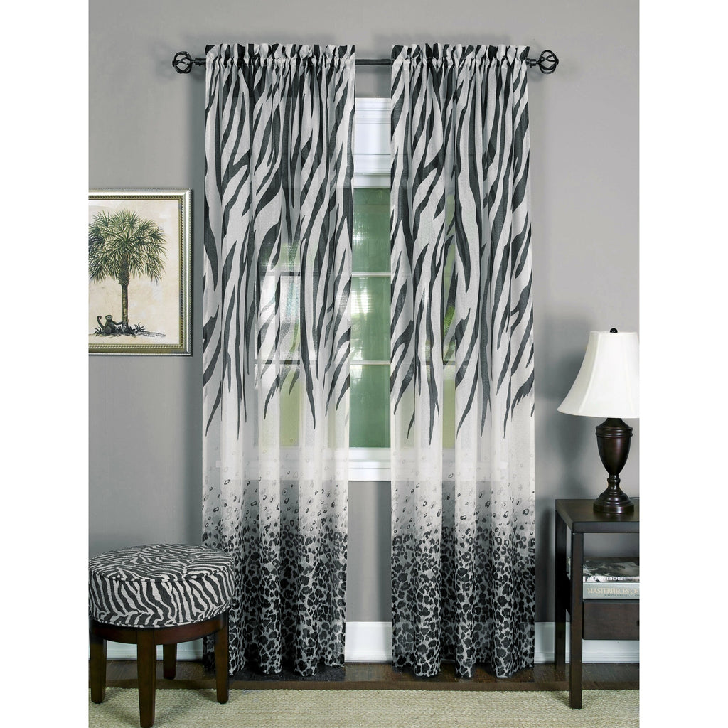 Kenya Window Curtain Panel - 50x63 - Black/Multi