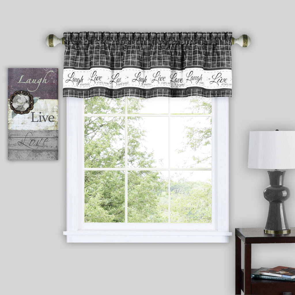 Live, Love, Laugh Window Curtain Valance - 58x14 - Charcoal