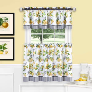 Lemon Drop Tier and Valance Window Curtain Set - 58x24 - Yellow