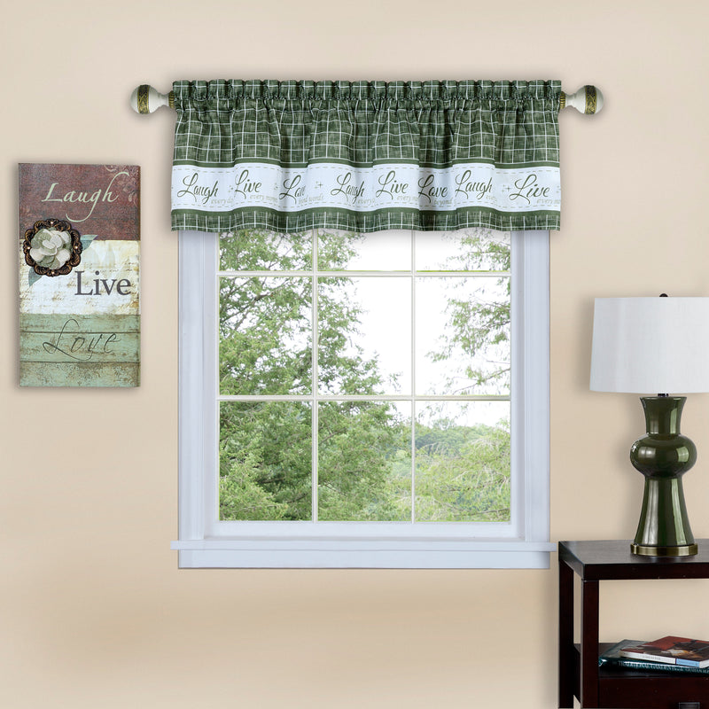 Live, Love, Laugh Window Curtain Valance - 58x14 - Green