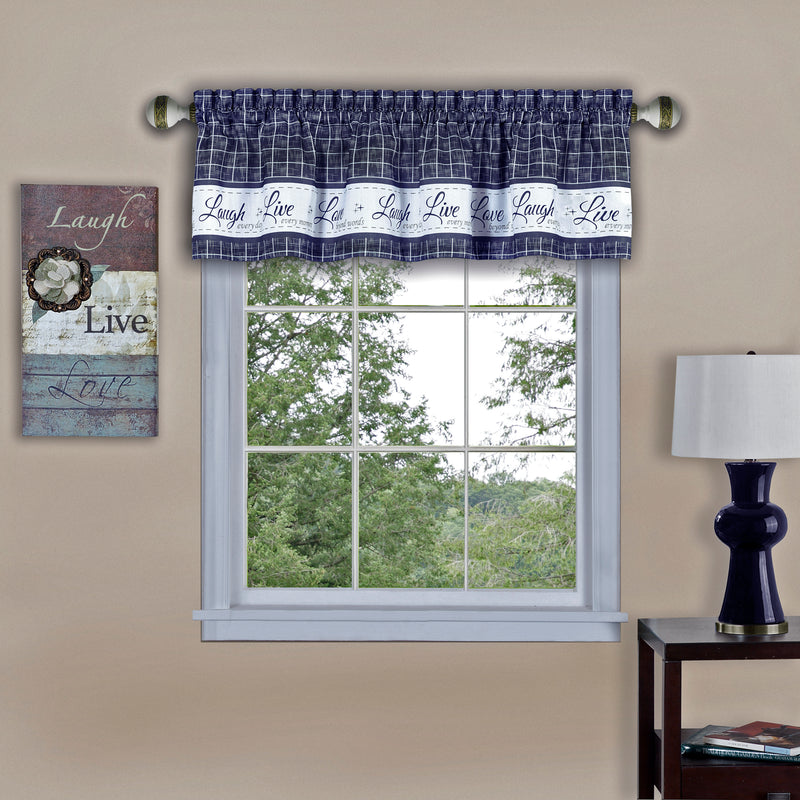 Live, Love, Laugh Window Curtain Valance - 58x14 - Navy