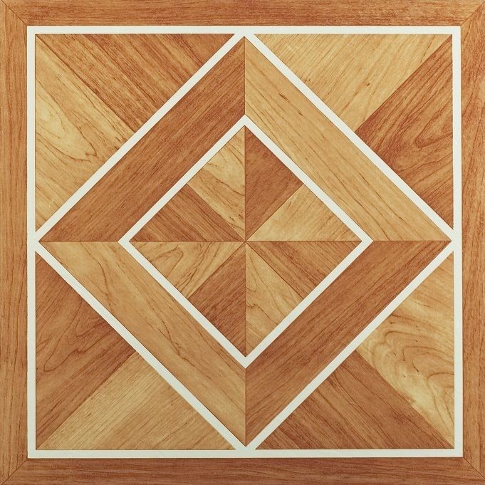 Tivoli White Border Classic Inlaid Parquet 12x12 Self Adhesive Vinyl Floor Tile - 45 Tiles/45 sq. ft.