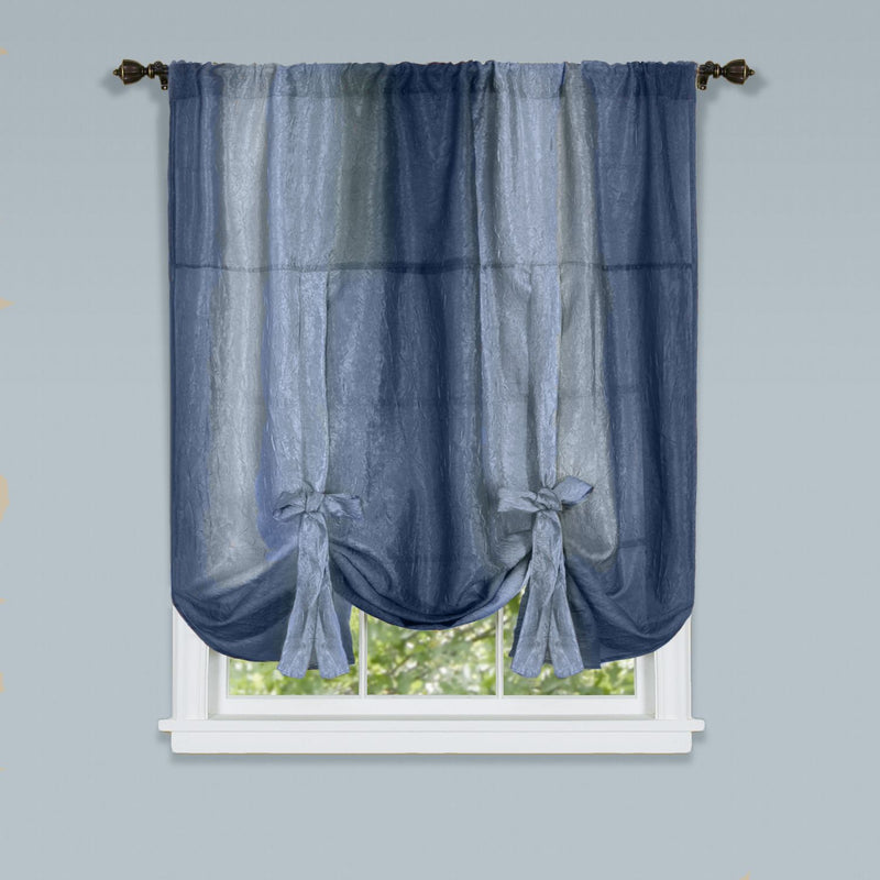 Ombre Window Curtain Tie Up Shade - 50x63 - Blue