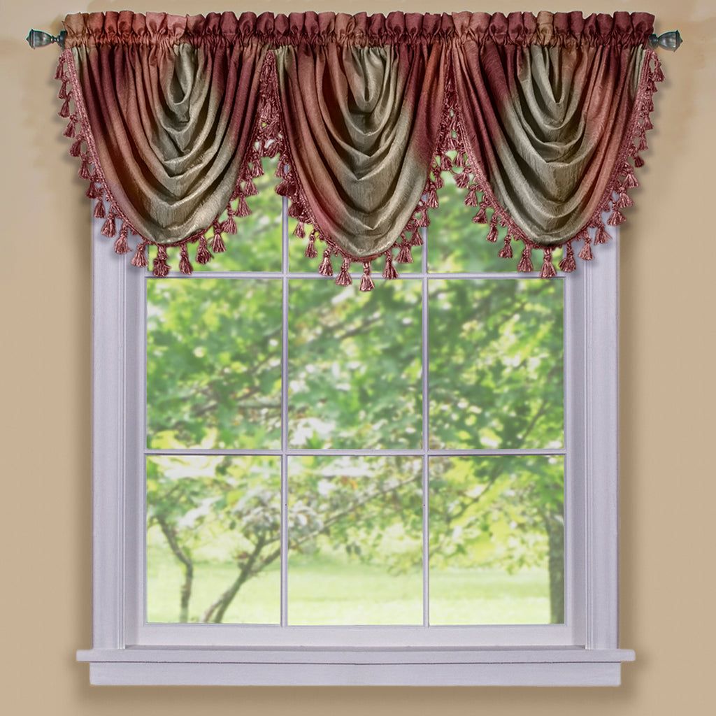 Ombre Waterfall Valance - Burgundy